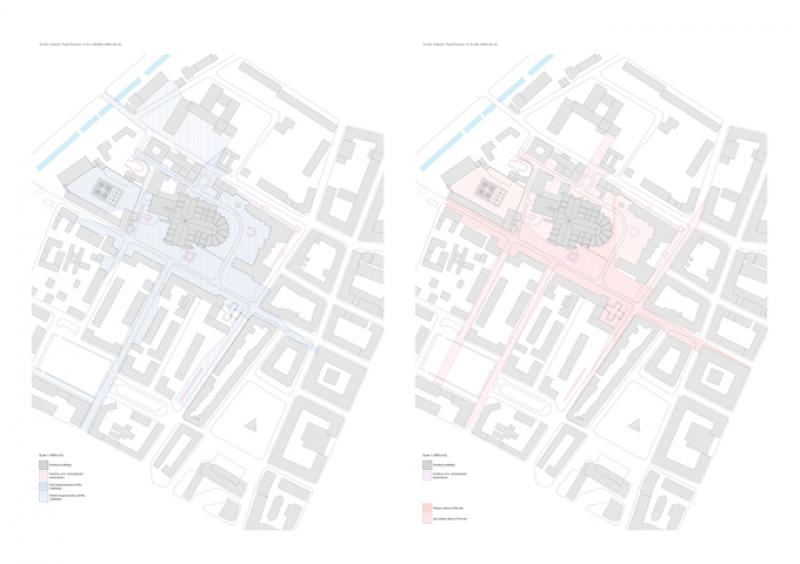 Analysis representing the visual presence of the cathedral within the city, and the presence of the immediate context.